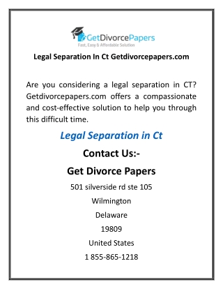 Legal Separation In Ct Getdivorcepapers