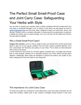 The Perfect Small Smell-Proof Case and Joint Carry Case_ Safeguarding Your Herbs with Style