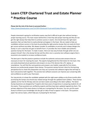 Learn CTEP Chartered Trust and Estate Planner ® Practice Course