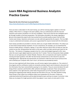 Learn RBA Registered Business Analystm Practice Course