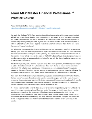 Learn MFP Master Financial Professional ® Practice Course