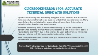 Effective Solutions To Fix Quickbooks Error 1904