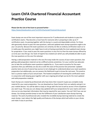 Learn ChFA Chartered Financial Accountant Practice Course