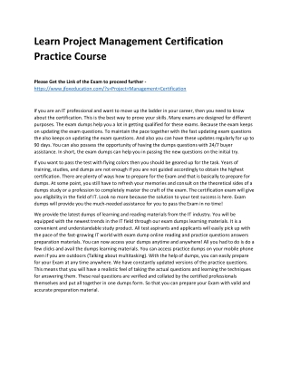 Learn Project Management Certification Practice Course