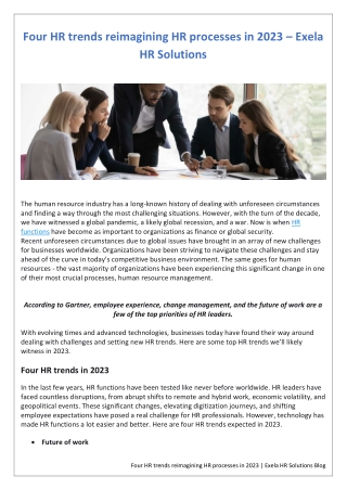 Four HR trends reimagining HR processes in 2023 | EHRS Blog