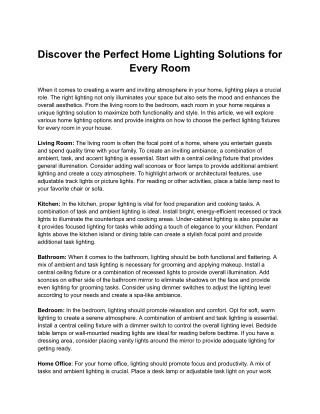 Discover the Perfect Home Lighting Solutions for Every Room