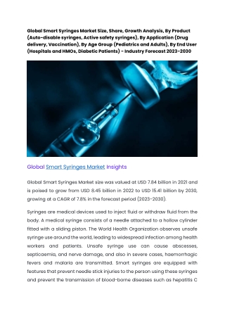 Global Smart Syringes Market