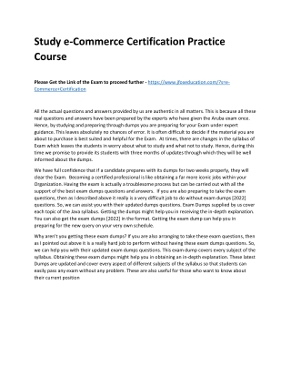 Study e-Commerce Certification Practice Course