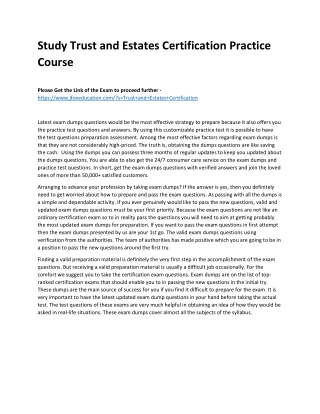 Study Trust and Estates Certification Practice Course