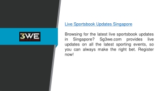 Live Sportsbook Updates Singapore Sg3we.com