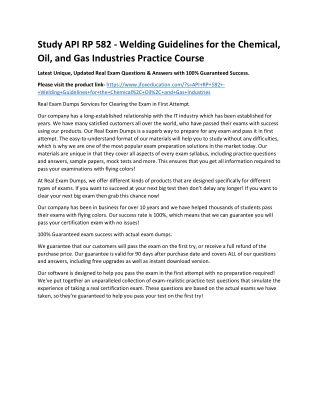 Study API RP 582 - Welding Guidelines for the Chemical, Oil, and Gas Industries