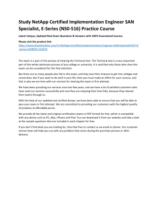 Study NetApp Certified Implementation Engineer SAN Specialist, E-Series (NS0-516