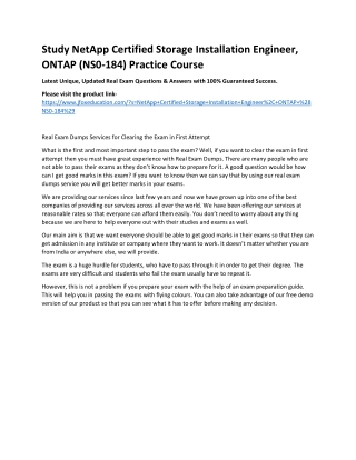 Study NetApp Certified Storage Installation Engineer, ONTAP (NS0-184) Practice C