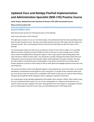 Updated Cisco and NetApp FlexPod Implementation and Administration Specialist (N