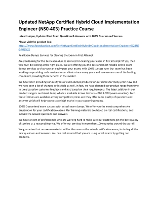 Updated NetApp Certified Hybrid Cloud Implementation Engineer (NS0-403) Practice