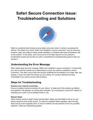 Safari Secure Connection Issue_ Troubleshooting and Solutions