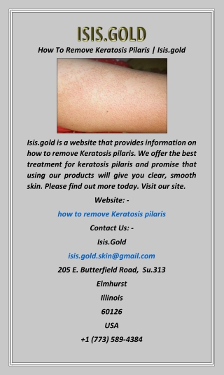 How To Remove Keratosis Pilaris  Isis.gold