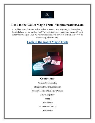 Look in the Wallet Magic Trick  Vulpinecreations