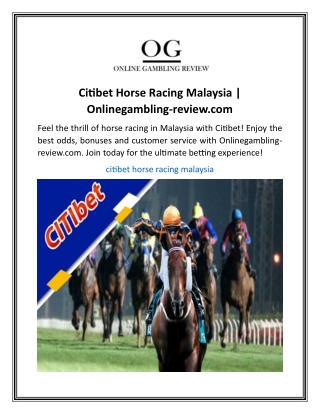 Citibet Horse Racing Malaysia  Onlinegambling-review.com