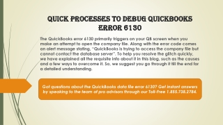 A Must Follow Guide To Resolve QuickBooks Error 6130 Quickly