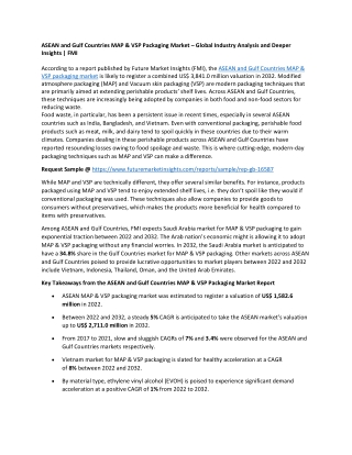 ASEAN and Gulf Countries MAP & VSP Packaging Market