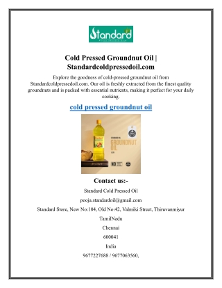 Cold Pressed Groundnut Oil  Standardcoldpressedoil