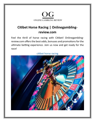 Citibet Horse Racing  Onlinegambling-review.com