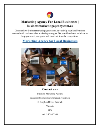 Marketing Agency For Local Businesses  Businessmarketingagency.com