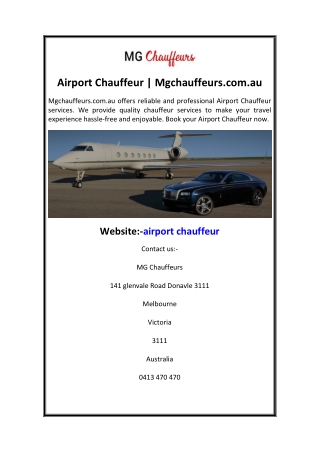 Airport Chauffeur Mgchauffeurs.com.au