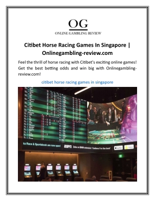 Citibet Horse Racing Games In Singapore  Onlinegambling-review.com