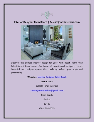 Interior Designer Palm Beach  Celestejonesinteriors