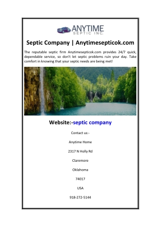 Septic Company  Anytimesepticok.com