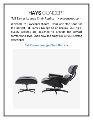 Tall Eames Lounge Chair Replica  Haysconcept