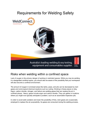 Requirements for Welding Safety