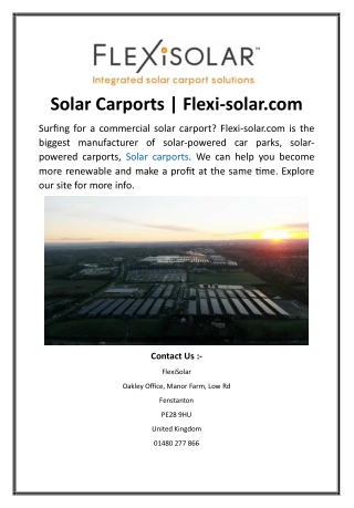 Solar Carports  Flexi-solar