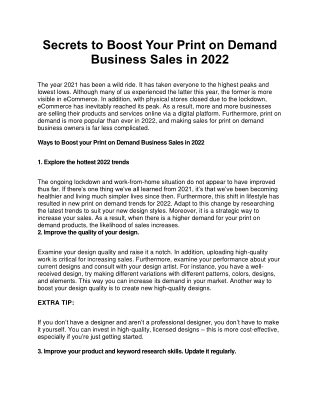 Secrets to Boost Your Print on Demand Business Sales in 2022