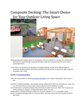 Composite Decking The Smart Choice for Your Outdoor Living Space