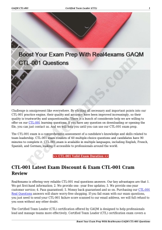 Boost Your Exam Prep With Real4exams GAQM CTL-001 Questions