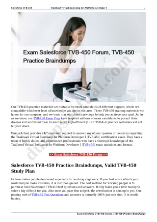 Exam Salesforce TVB-450 Forum, TVB-450 Practice Braindumps