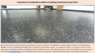 Important Considerations Before Installing Greenside Epoxy Floor