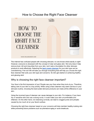 How to Choose the Right Face Cleanser