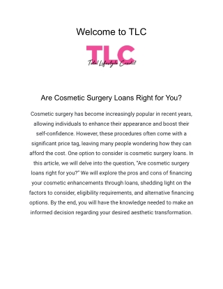 Are Cosmetic Surgery Loans Right for You_