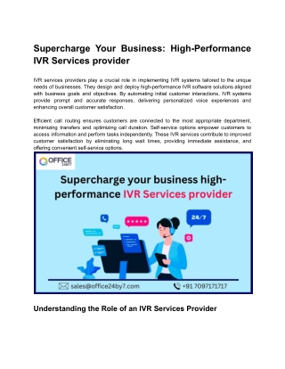 Supercharge Your Business_ High-Performance IVR Services provider