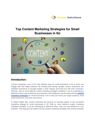Top Content Marketing Strategies for Small Businesses in NJ