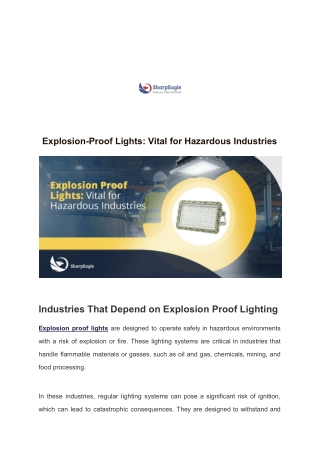 Explosion Proof Lights: Vital for Hazardous Industries | Sharpeagle