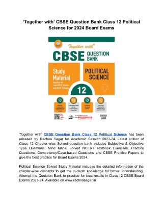 Best CBSE Class 12 Political Science Question Bank for Session 2023-24