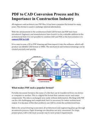 PDF to CAD Conversion Process and Its Importance in Construction Industry