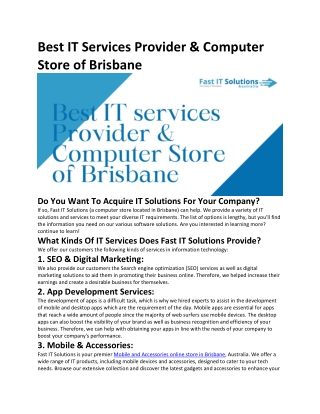 Best IT Services Provider & Computer Store of Brisbane!