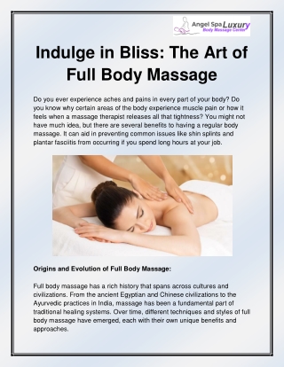 Full Body Massage in Mumbai