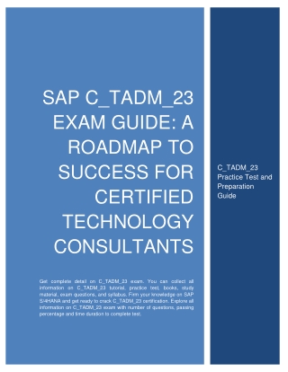 SAP C_TADM_23 Exam Guide: A Roadmap to Success for SAP TADM Certification